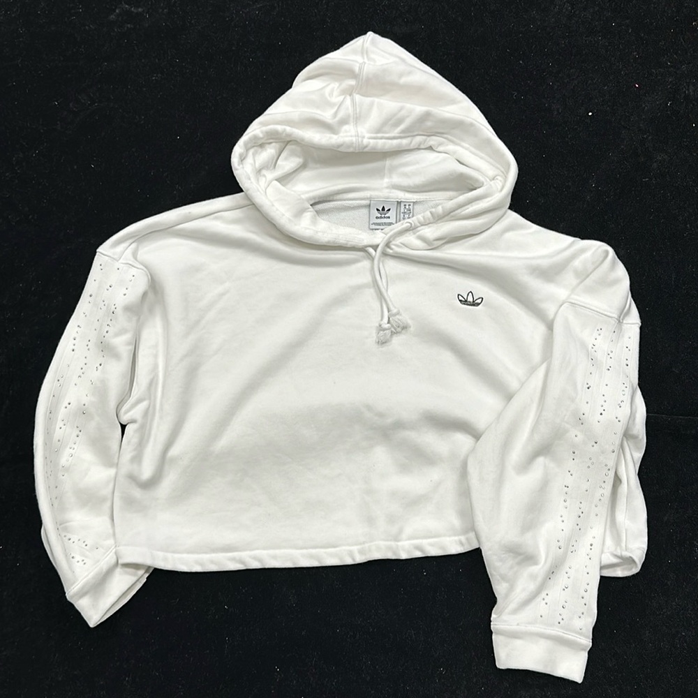 Adidas white crop sweatshirt size large